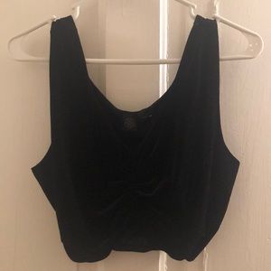 Black Velvet V-Neck Crop Top